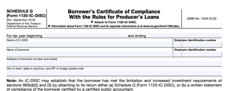 Form 1120-IC-DISC Schedule Q