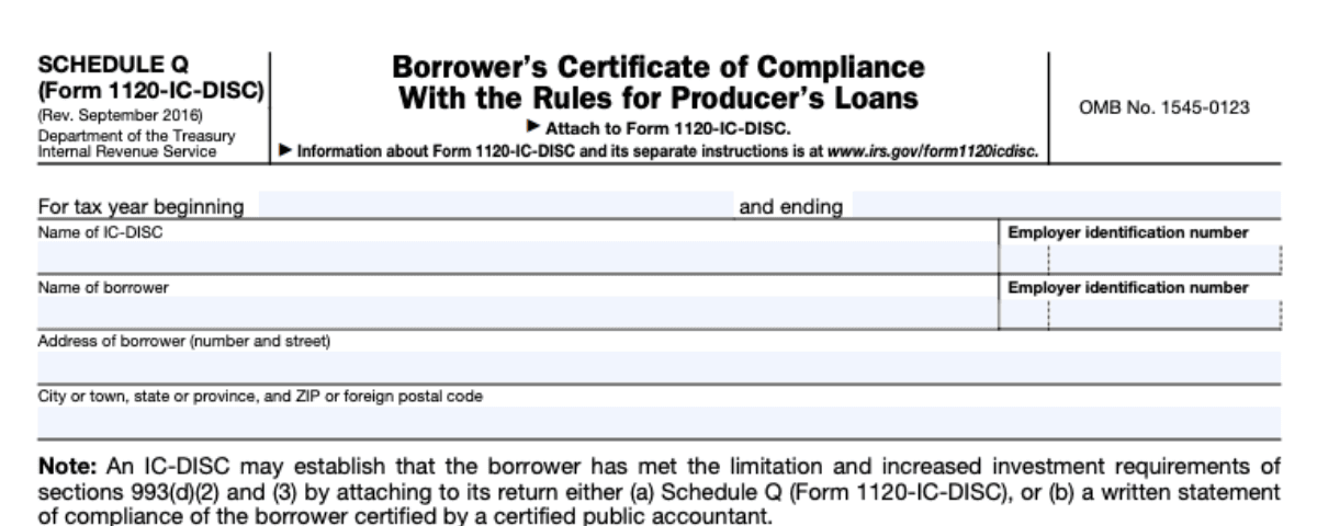 Form 1120-IC-DISC Schedule Q